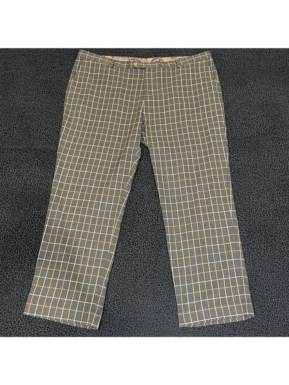 Paisley & Gray Pants Mens  46X32 Plaid Brown Wedding Formal Evening Slim Fit